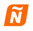 White Ñ logo on slanted orange rounded square